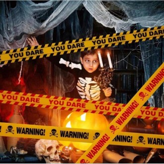  Предупреждающие ленты на Хэллоуин 6 м, оранжево-желтая предупреждающая защитная. . фото 3
