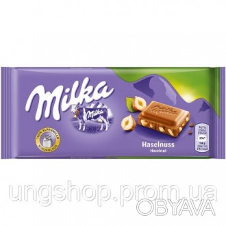 Молочний шоколад Мілка з дробленим фундуком Haselnuss Milka 100 г. . фото 1