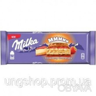 Milka Strawberry Cheesecake — молочный шоколад со вкусом чизкейка, клубникой и п. . фото 1