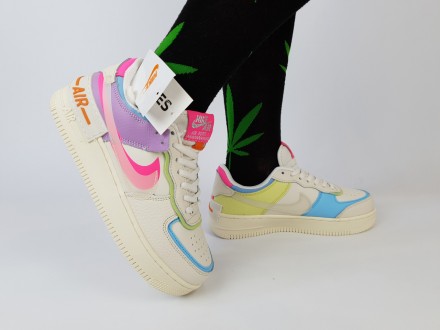 Кроссовки женские разноцветные Nike Air Force 1 Shadow Double Swoosh. Обувь женс. . фото 2