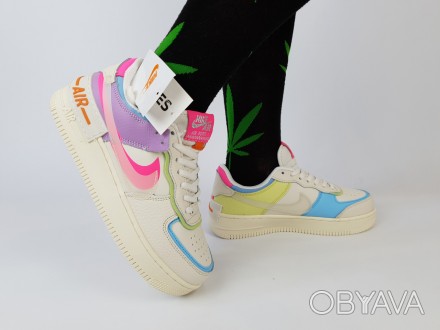 Кроссовки женские разноцветные Nike Air Force 1 Shadow Double Swoosh. Обувь женс. . фото 1