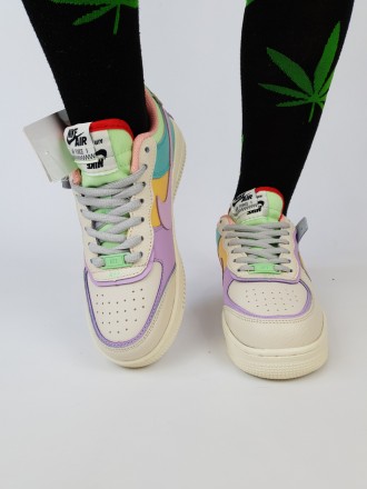 Жіночі кросівки цвітні весняні Nike Air Force 1 Shadow Pale Ivory. Взуття жіноче. . фото 3