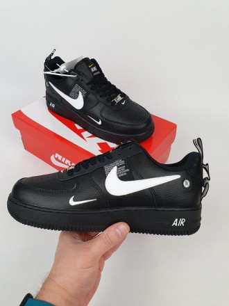 Кросівки чоловічі чорні Nike Air Force 1 '07 LV8 Utility Black. Низькі кросі. . фото 4