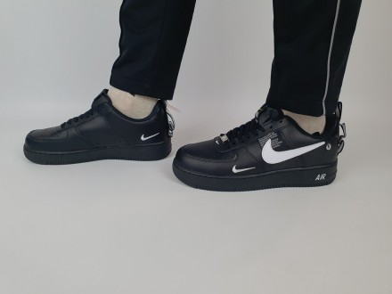 Кросівки чоловічі чорні Nike Air Force 1 '07 LV8 Utility Black. Низькі кросі. . фото 8