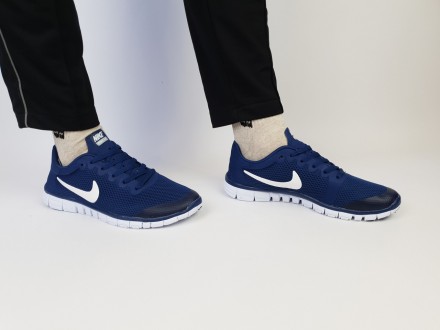 Кросівки легкі літні сині чоловічі з білим Nike Free Run 3.0 Blue White. Кросівк. . фото 4