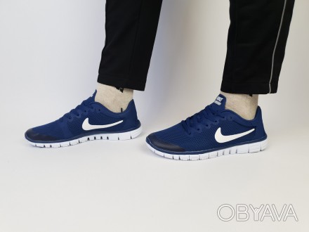 Кросівки легкі літні сині чоловічі з білим Nike Free Run 3.0 Blue White. Кросівк. . фото 1