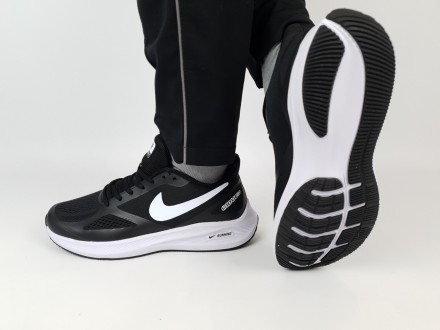 Літні кросівки чоловічі бігові чорно-білі Nike Zoom Guide 10 Runnig Black White.. . фото 9