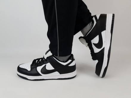 Молодіжні чоловічі кросівки чорно-білі низькі Nike SB Dunk Low White Black. Взут. . фото 2