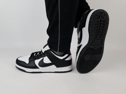 Молодіжні чоловічі кросівки чорно-білі низькі Nike SB Dunk Low White Black. Взут. . фото 4
