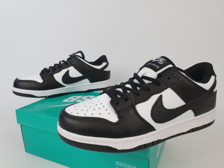 Молодіжні чоловічі кросівки чорно-білі низькі Nike SB Dunk Low White Black. Взут. . фото 10