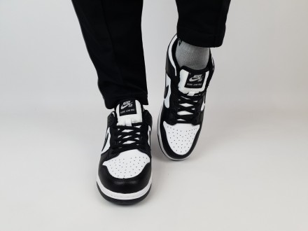 Молодіжні чоловічі кросівки чорно-білі низькі Nike SB Dunk Low White Black. Взут. . фото 5