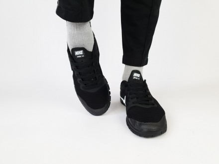 Кросівки чоловічі чорні чорні з білим Nike Free Run 3.0 Black White. Взуття чоло. . фото 7