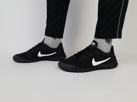 Кросівки чоловічі чорні чорні з білим Nike Free Run 3.0 Black White. Взуття чоло. . фото 4