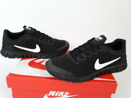 Кроссовки летние мужские черные с белым Nike Free Run 3.0 Black White. Обувь муж. . фото 5