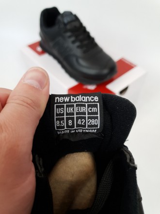 Кроссовки мужские кожаные черные с серым New Balance 574. Мужская обувь осень-ве. . фото 7