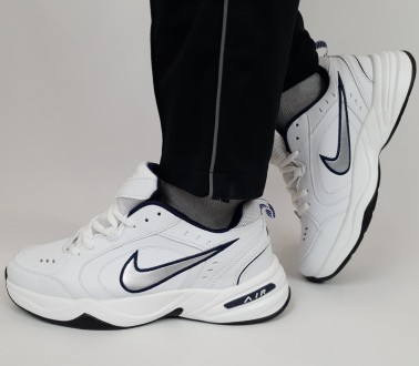 Чоловічі кросівки білі із сірим Nike Air Monarch. Спортивні кросівки для бігу бі. . фото 2