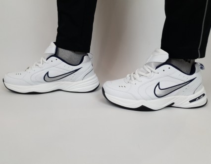 Чоловічі кросівки білі із сірим Nike Air Monarch. Спортивні кросівки для бігу бі. . фото 6