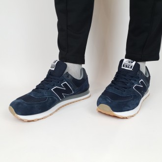 Кросівки чоловічі замшеві сині New Balance 574 Blue. Взуття із замші для чоловік. . фото 7