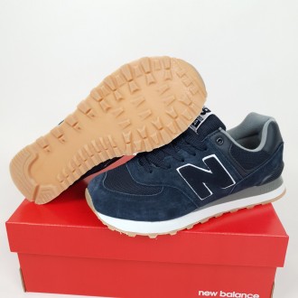 Кросівки чоловічі замшеві сині New Balance 574 Blue. Взуття із замші для чоловік. . фото 10