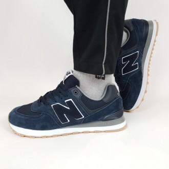 Кросівки чоловічі замшеві сині New Balance 574 Blue. Взуття із замші для чоловік. . фото 2