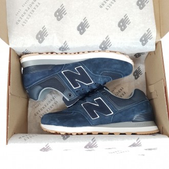 Кросівки чоловічі замшеві сині New Balance 574 Blue. Взуття із замші для чоловік. . фото 5