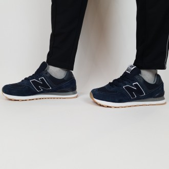 Кросівки чоловічі замшеві сині New Balance 574 Blue. Взуття із замші для чоловік. . фото 3