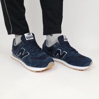 Кросівки чоловічі замшеві сині New Balance 574 Blue. Взуття із замші для чоловік. . фото 6