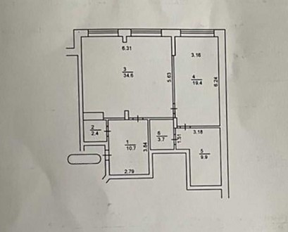 Продається простора 2-к квартира, що на вул. Скрипника 40 (Островського), на 17 . . фото 2