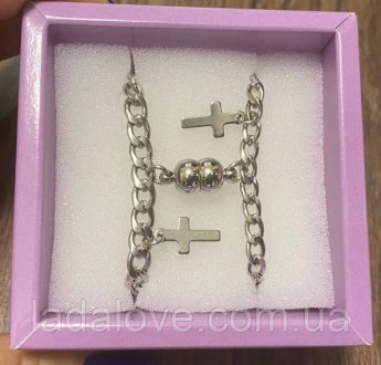 
Парні браслети для закоханих з хрестиком і магнітом 
Парні браслети для закохан. . фото 2