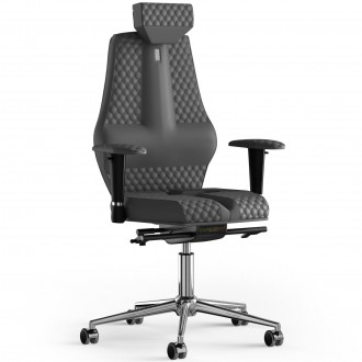 Офісне крісло для персоналу Nano з екошкіри з підголівником та дизайнерським шво. . фото 2