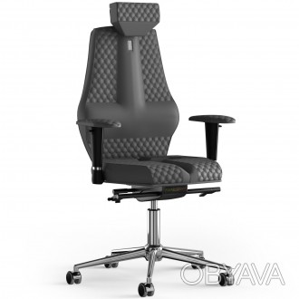 Офісне крісло для персоналу Nano з екошкіри з підголівником та дизайнерським шво. . фото 1