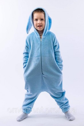 
Кігурумі піжама блакитна, дитячий теплий комбінезон на блискавці для дому на хл. . фото 2