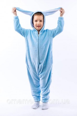 
Кігурумі піжама блакитна, дитячий теплий комбінезон на блискавці для дому на хл. . фото 5