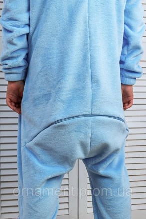 
Кігурумі піжама блакитна, дитячий теплий комбінезон на блискавці для дому на хл. . фото 6