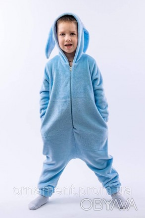 
Кігурумі піжама блакитна, дитячий теплий комбінезон на блискавці для дому на хл. . фото 1