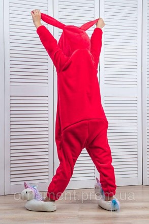 
Кігурумі піжама червона, дитячий теплий комбінезон на змійці для дому на дівчин. . фото 4