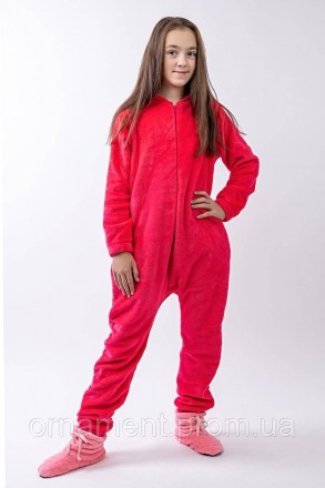 
Кігурумі піжама червона, дитячий теплий комбінезон на змійці для дому на дівчин. . фото 2