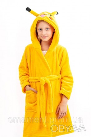 
Халат теплий для дітей і підлітків Пікачу, лазневий халат на хлопчика та дівчин. . фото 1