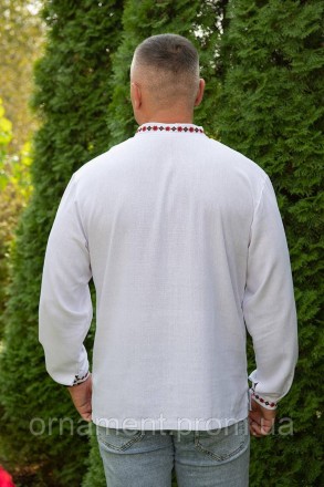 
Традиційна чоловіча біла вишиванка з червоним візерунком — національна українсь. . фото 5
