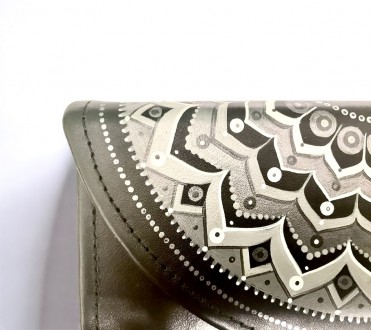Шкіряний гаманець з ручним розписом, новий, якісний, гарний. 18 див на 10,5 див.. . фото 7