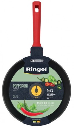 Короткий опис:
Сковорода глубокая RINGEL Pepperoni, 26 см Материал: кованый алюм. . фото 4