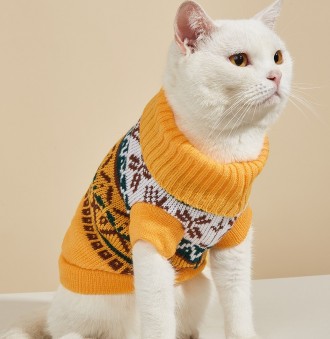 Вязаный свитер для котов (кошек) Alfa «Узоры» - свитерок хорошо тянется, очень т. . фото 2