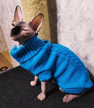 Вязаный свитер для котов (кошек) Alfa «Премиум». Свитерок хорошо тянется, очень . . фото 7