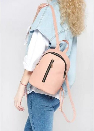 Жіночий стильний міський, маленький рюкзак рожевий для прогулянок: цікавий дизай. . фото 6