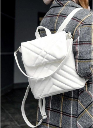 Стильний білий рюкзак стьобаний шкіряний еко.
Виконаний зі зносостійкої, якісної. . фото 2