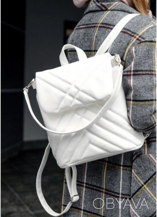 Стильний білий рюкзак стьобаний шкіряний еко.
Виконаний зі зносостійкої, якісної. . фото 1