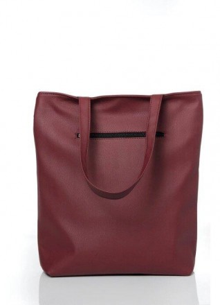 Бордова містка велика сумка вертикальна з довгими ручками, сумка шоппер, shopper. . фото 7