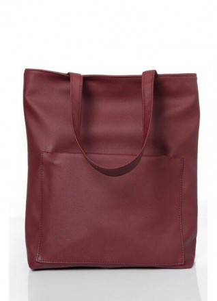 Бордова містка велика сумка вертикальна з довгими ручками, сумка шоппер, shopper. . фото 6