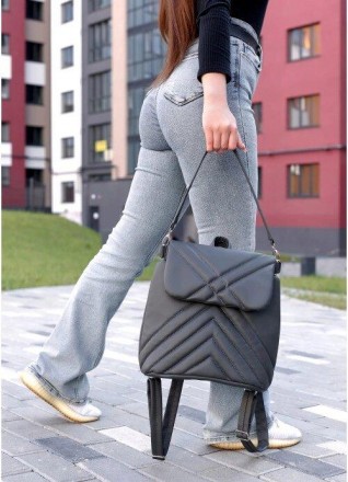 Стильний сірий жіночий рюкзак стьобаний шкіряний еко.
Виконаний зі зносостійкої,. . фото 8