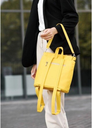 Стильний жовтий красивий рюкзак стьобаний шкіряний еко.
Виконаний зі зносостійко. . фото 7